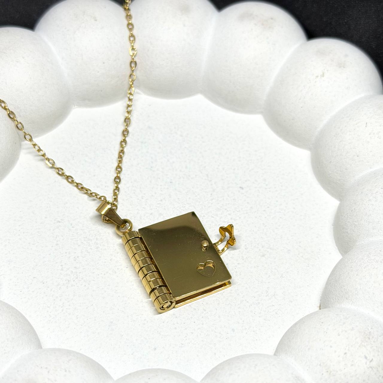 Golden Memoire Book Locket Necklace
