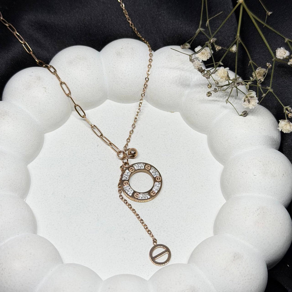 Crystal Circle Charm Necklace