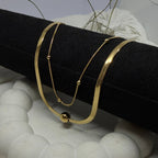 Multi-Layer Adjustable Gold Necklace with Bead Slider