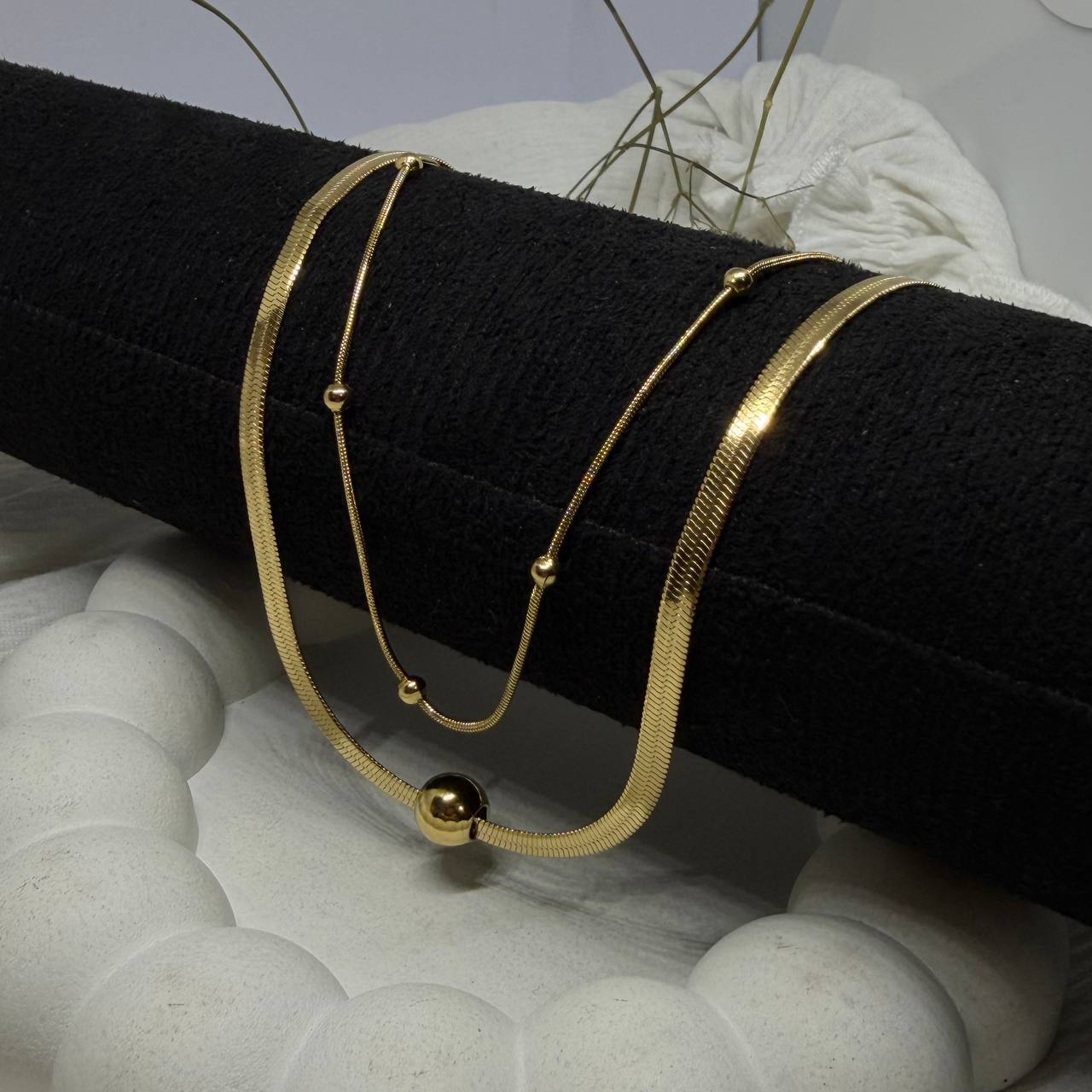 Multi-Layer Adjustable Gold Necklace with Bead Slider
