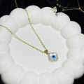 Crystal Evil Eye Clover Pendant Necklace