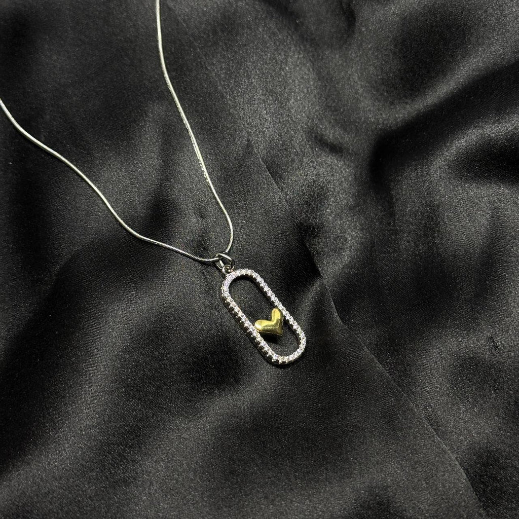 Crystal Lock Heart Pendant Necklace