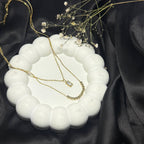 Layered Gold Necklace Set with Crystal & Bead Details