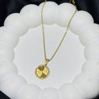 Golden Orbit Disc Pendant Necklace