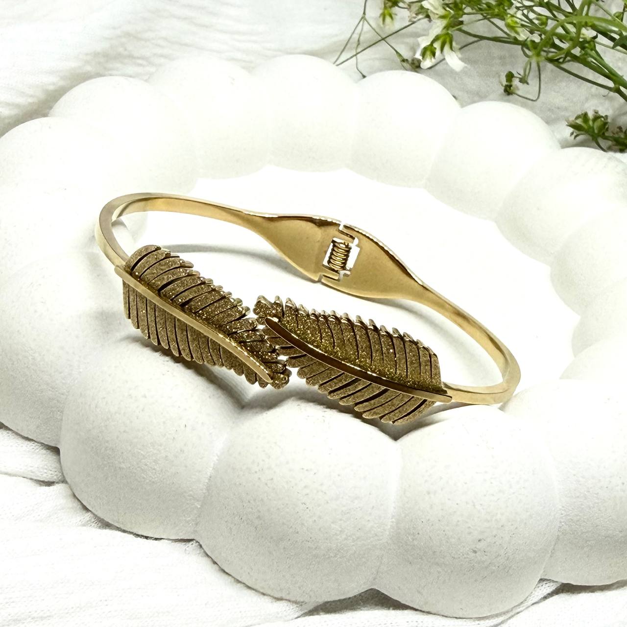 Feather Embrace Open Bracelet
