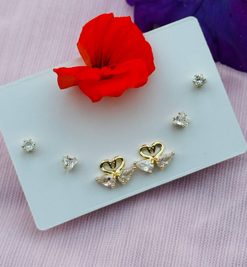 Crystal Swan & Geometric Stud Trio