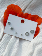 Silver Crystal Circle Stud Trio
