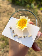 Love Script & Solitaire Gold Studs