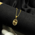 Radiant Sunburst Oval Pendant Necklace