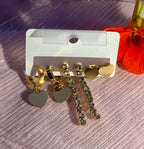 Crystal Line & Heart Drop Earrings