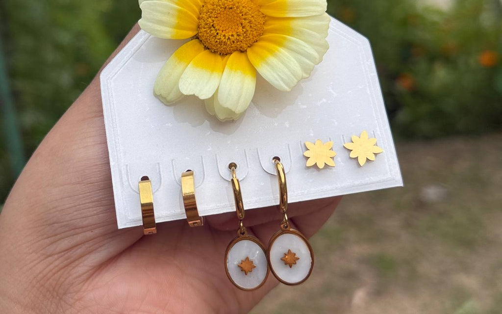Dangling Oval Star Charm Hoops