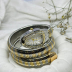 Silver-Gold Elegance Coil Bracelet Watch