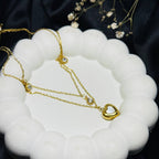 Triple Spark Heart Layer Necklace (Gold Finish)