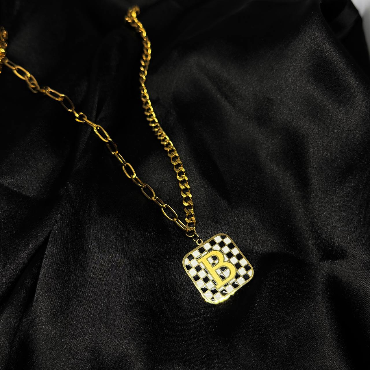 Racing Checkered “B” Charm Chain