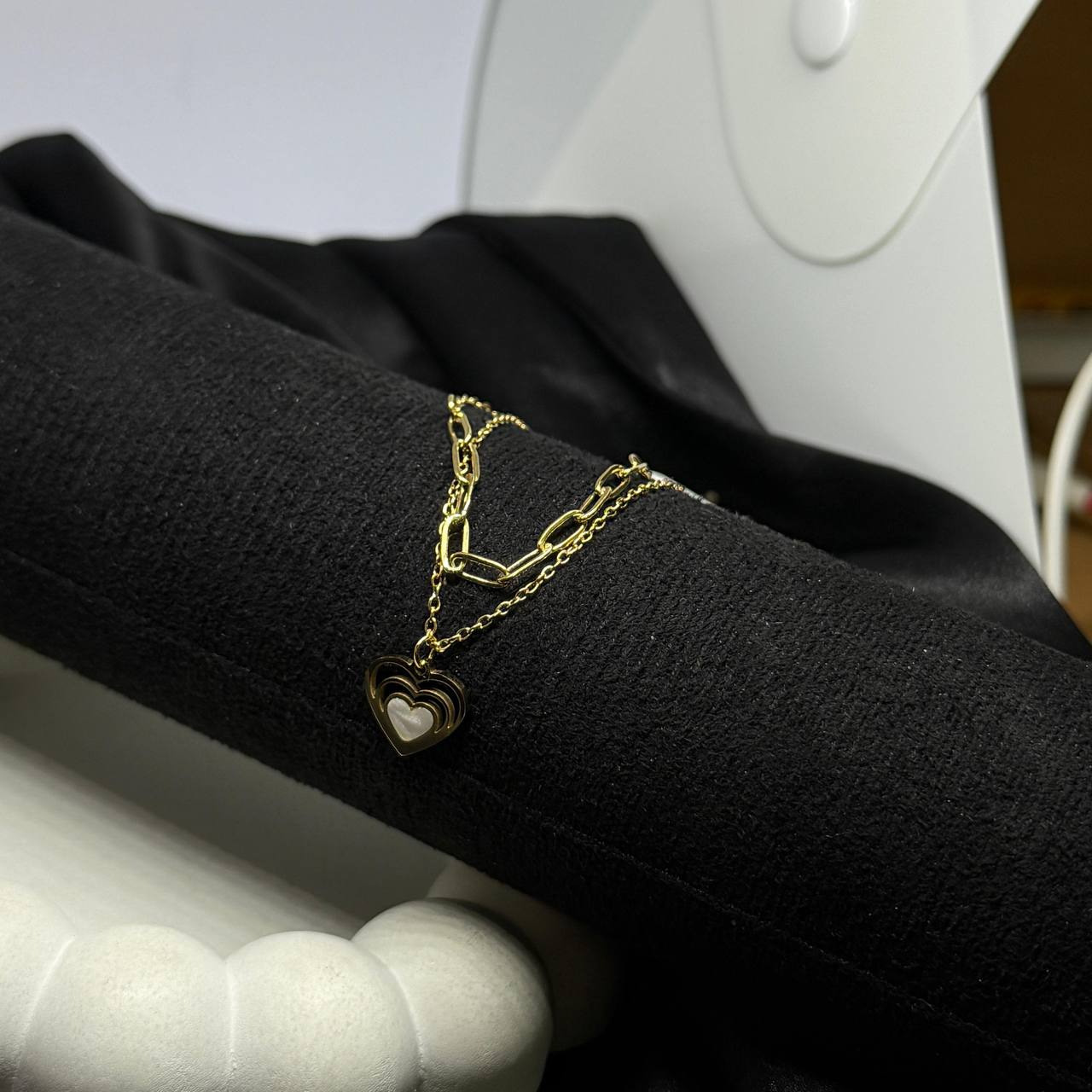 Layered Heart Charm Necklace Set