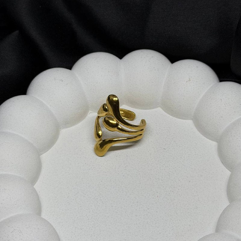 The Golden Petal Cascade Ring