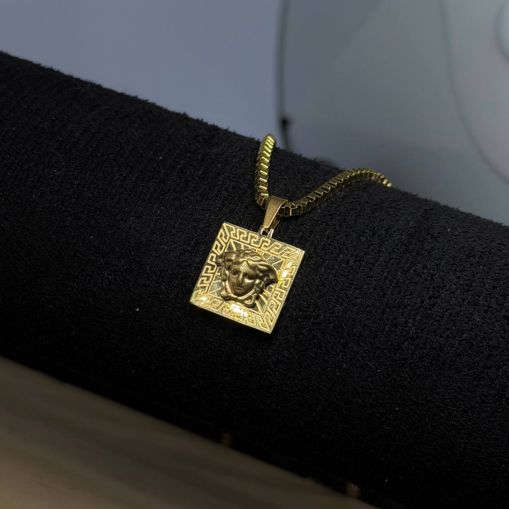 Versace Medusa Greek Key Pendant Chain