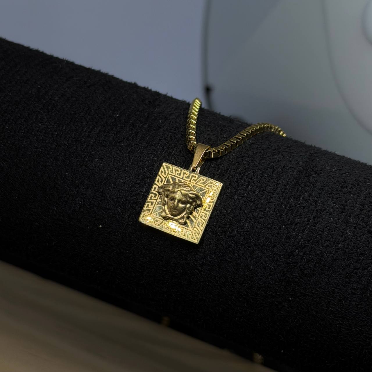 Versace Medusa Greek Key Pendant Chain