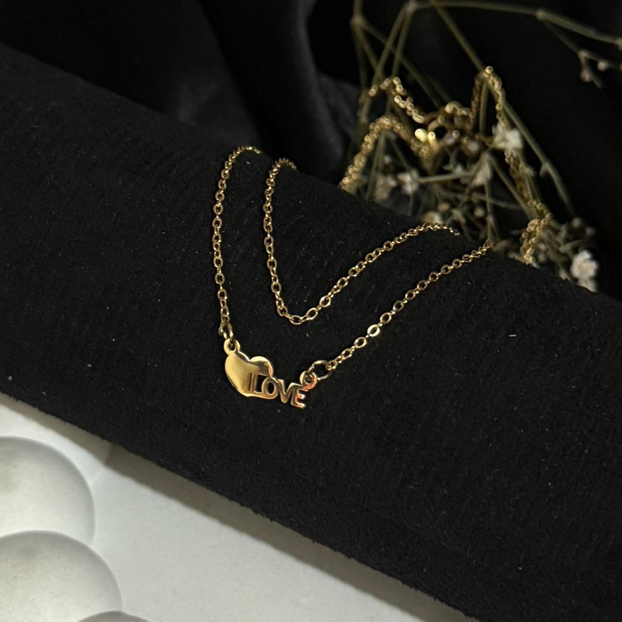 “LOVE” Script Heart Pendant Necklace