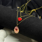 Dual Heart Enamel Romance Necklace