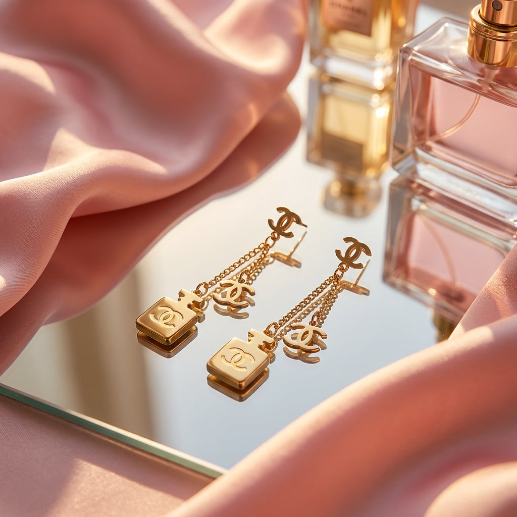 Gold Chanel Drop Earrings