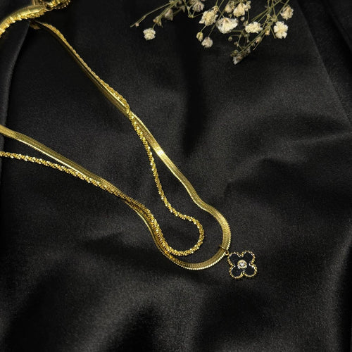 Black Clover Dual-Layer Statement Necklace