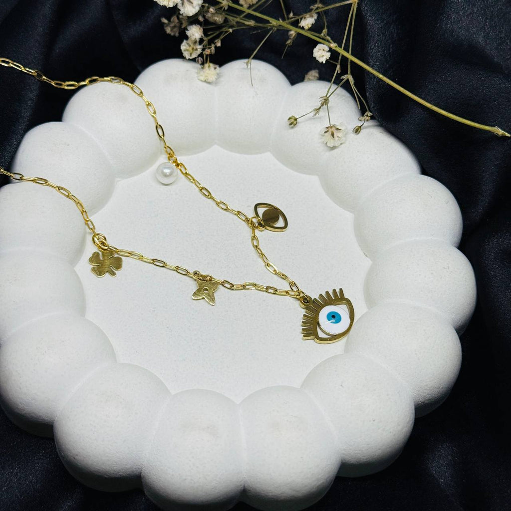 Evil Eye Multi-Charm Chain Necklace