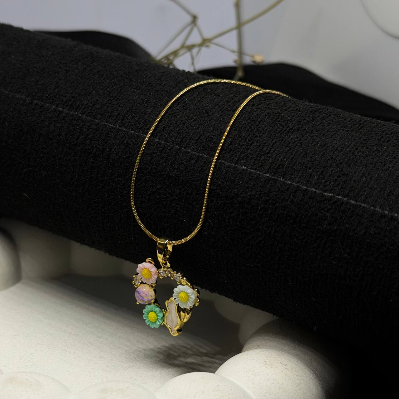 Floral Charm Wreath Pendant Necklace