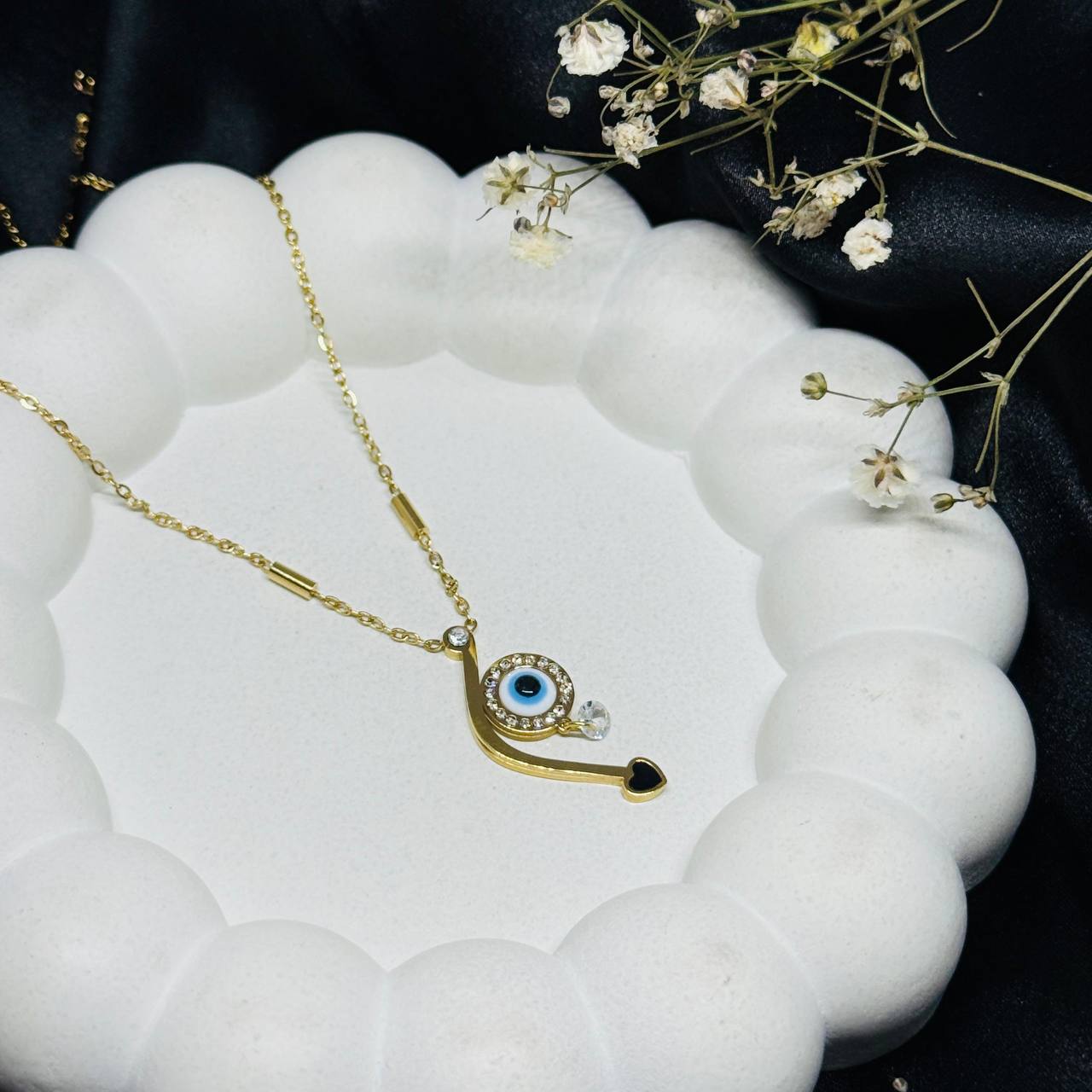 Serpentine Aura Evil Eye Curve Necklace
