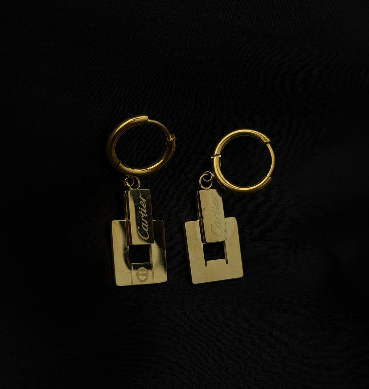 Geometric Rectangular C-Style Hoops