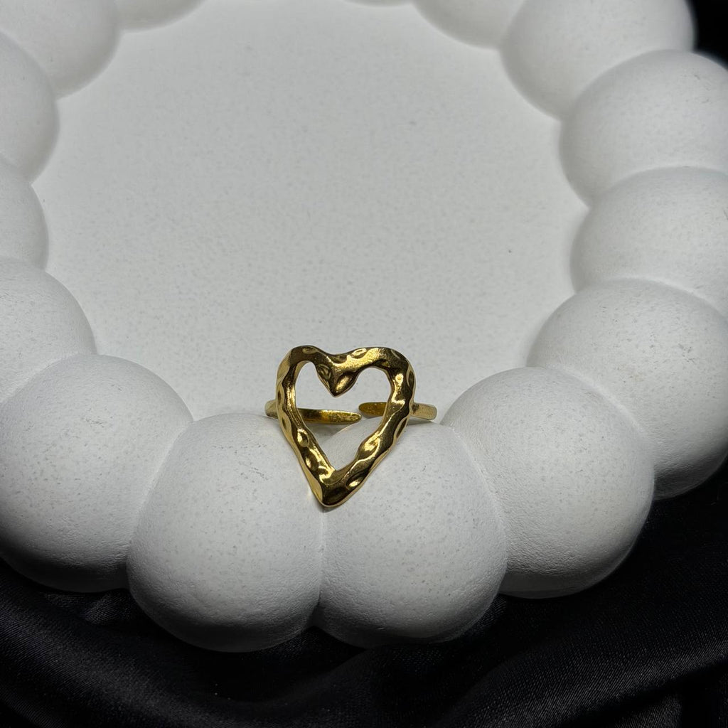 Molten Gold Heart Ring