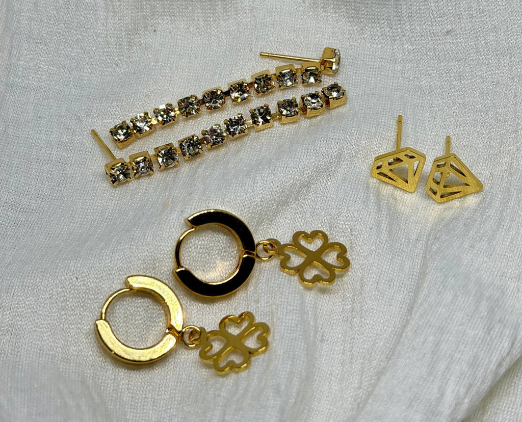 Gold Crystal Drop & Geometric Set