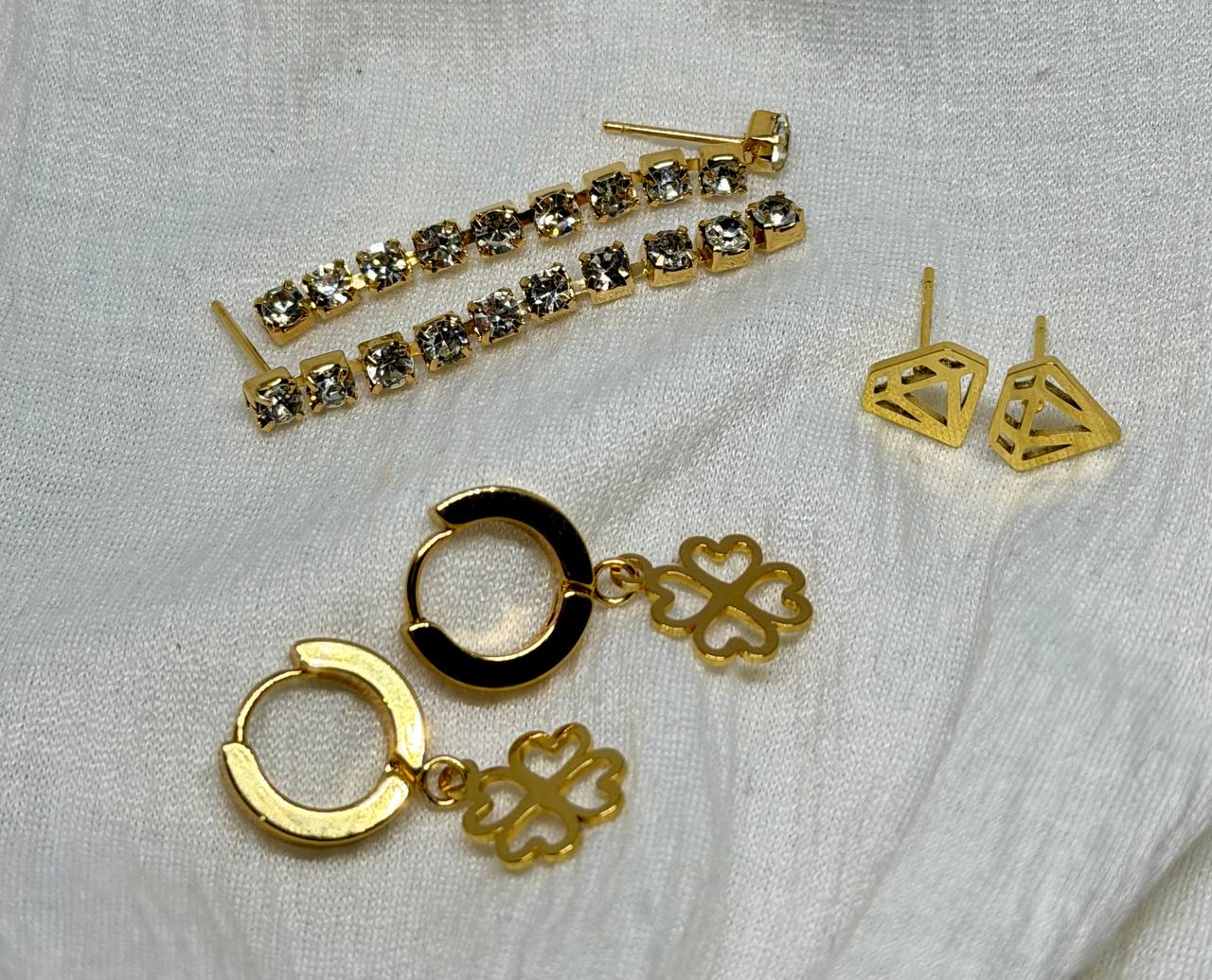 Gold Crystal Drop & Geometric Set