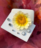 Silver Crystal Circle Stud Trio