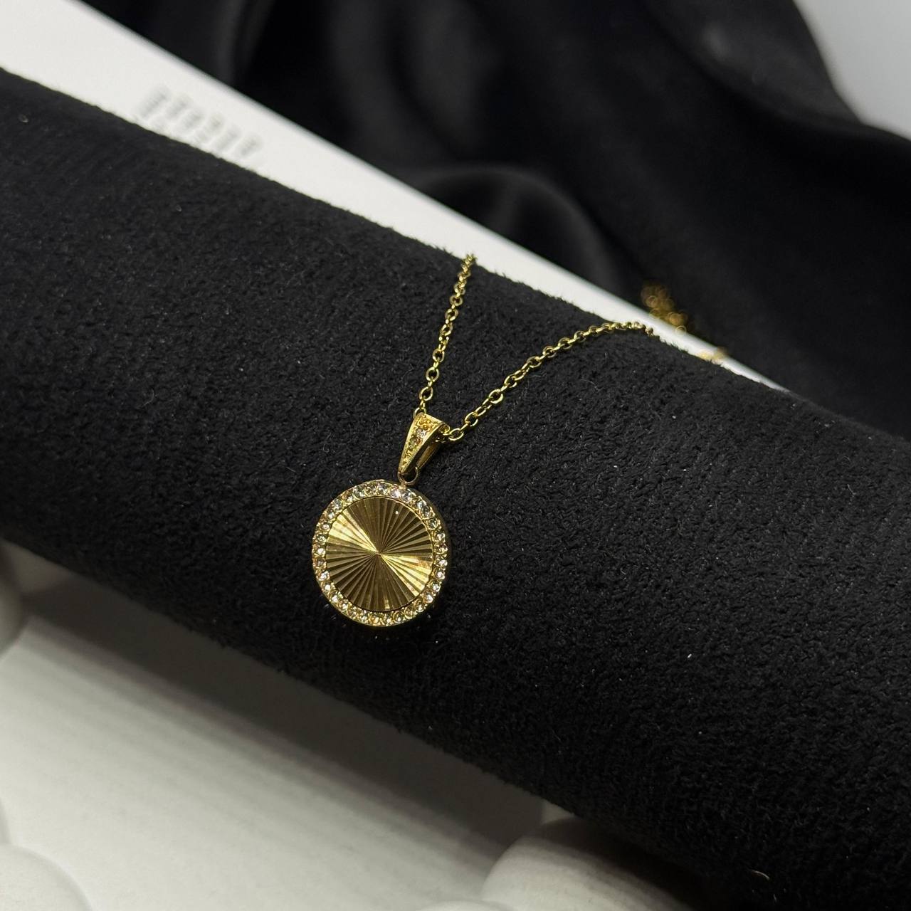 Golden Orbit Disc Pendant Necklace