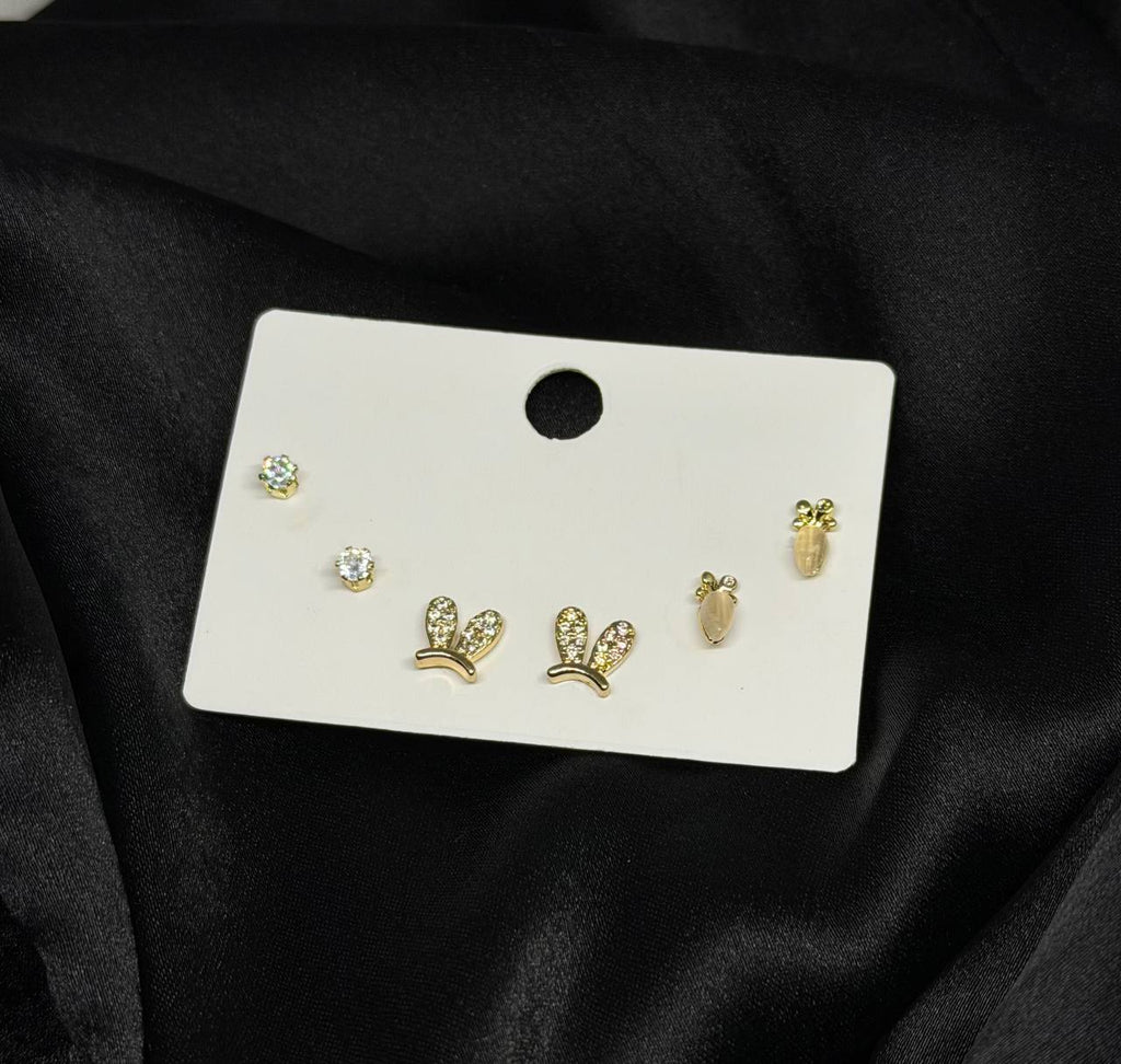 Crystal Butterfly & Solitaire Stud Trio