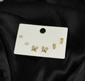Crystal Butterfly & Solitaire Stud Trio