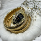 Midnight Gold Crystal Coil Bracelet Watch