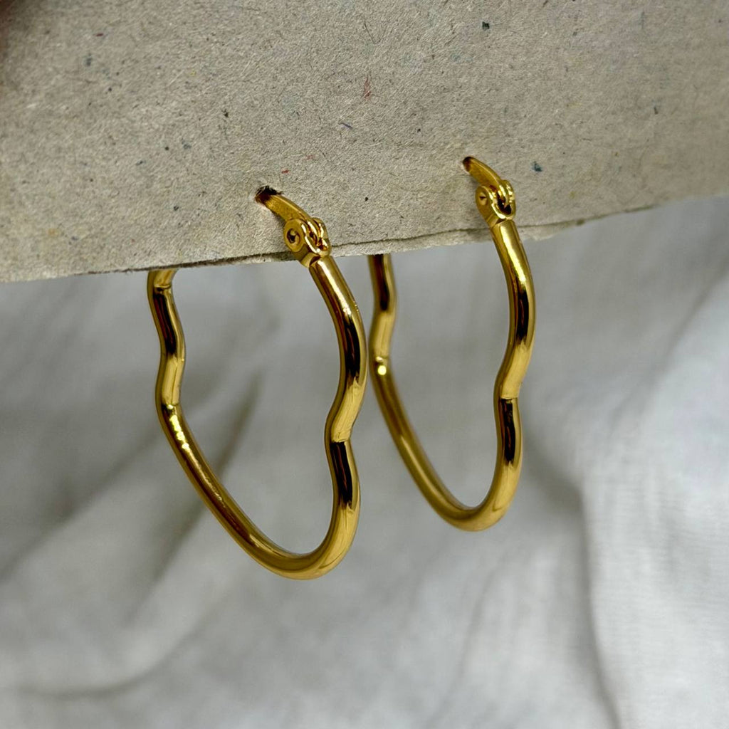 Abstract Wavy Gold Hoops