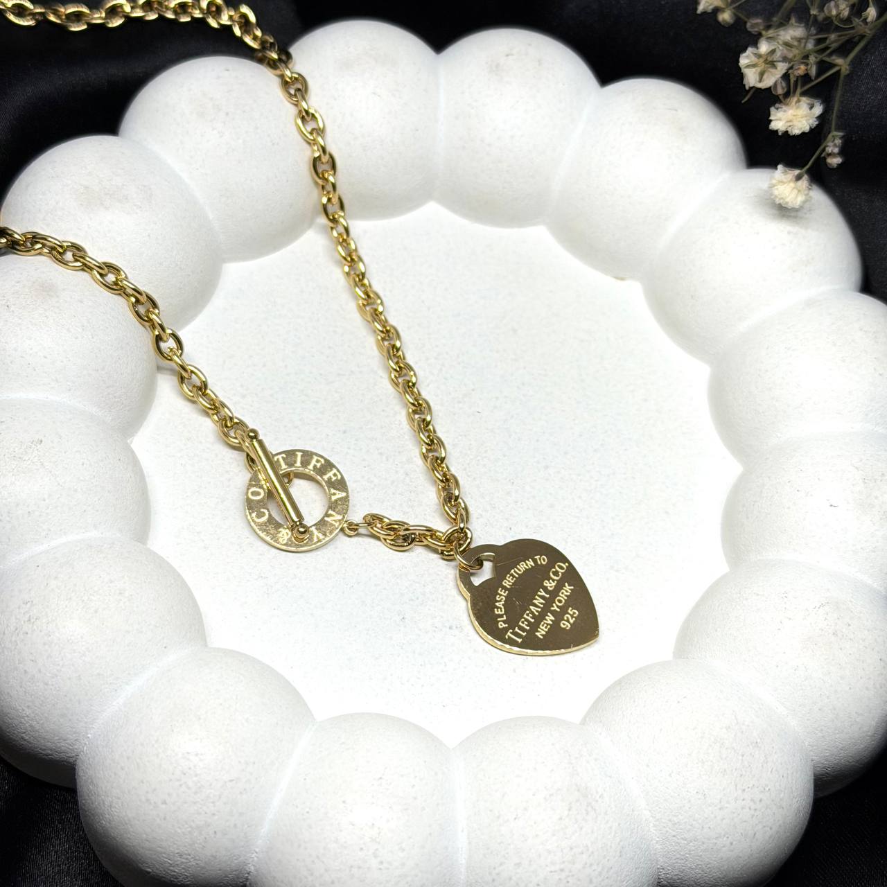 Floral Teardrop Cutwork Pendant Necklace