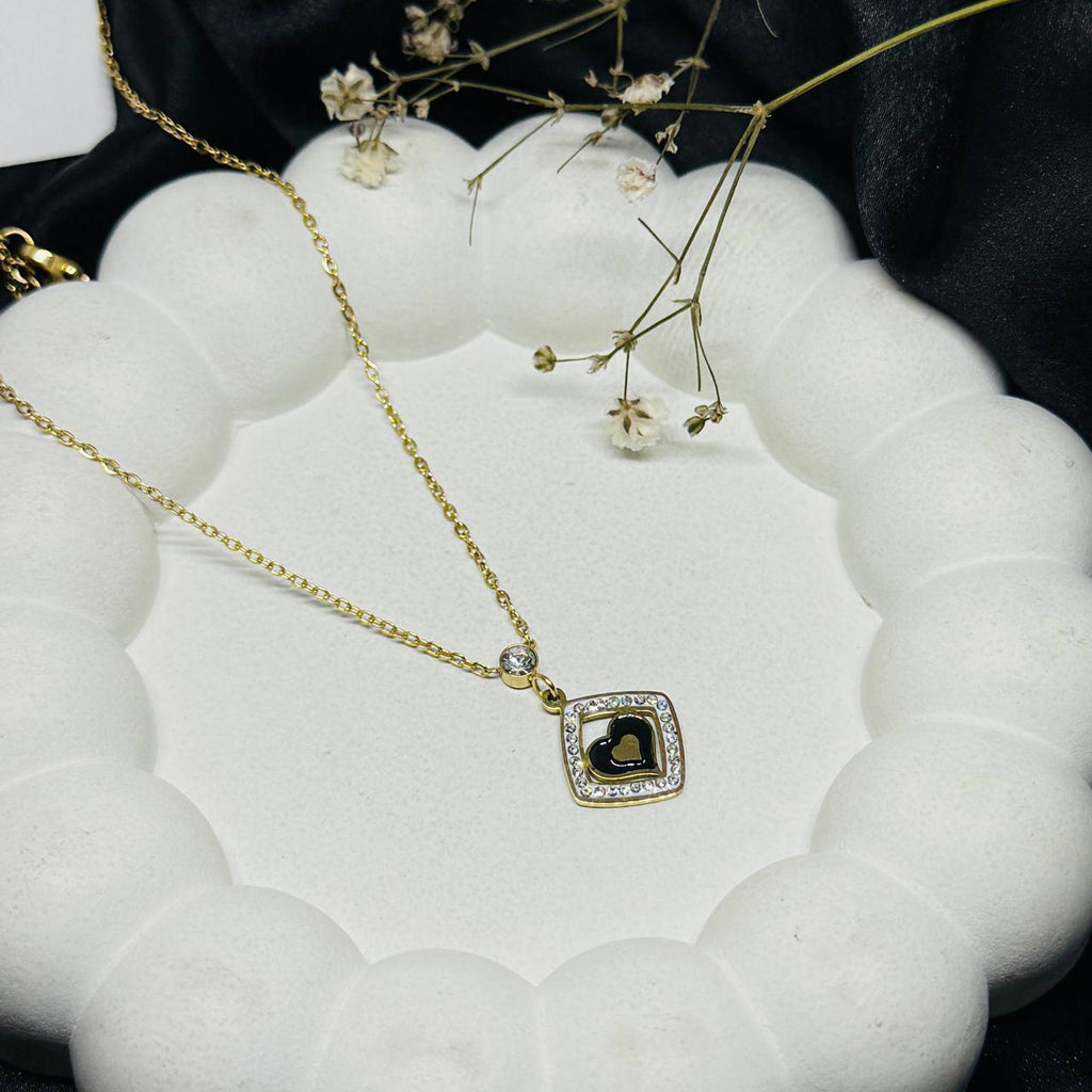 Midnight Heart Frame Necklace