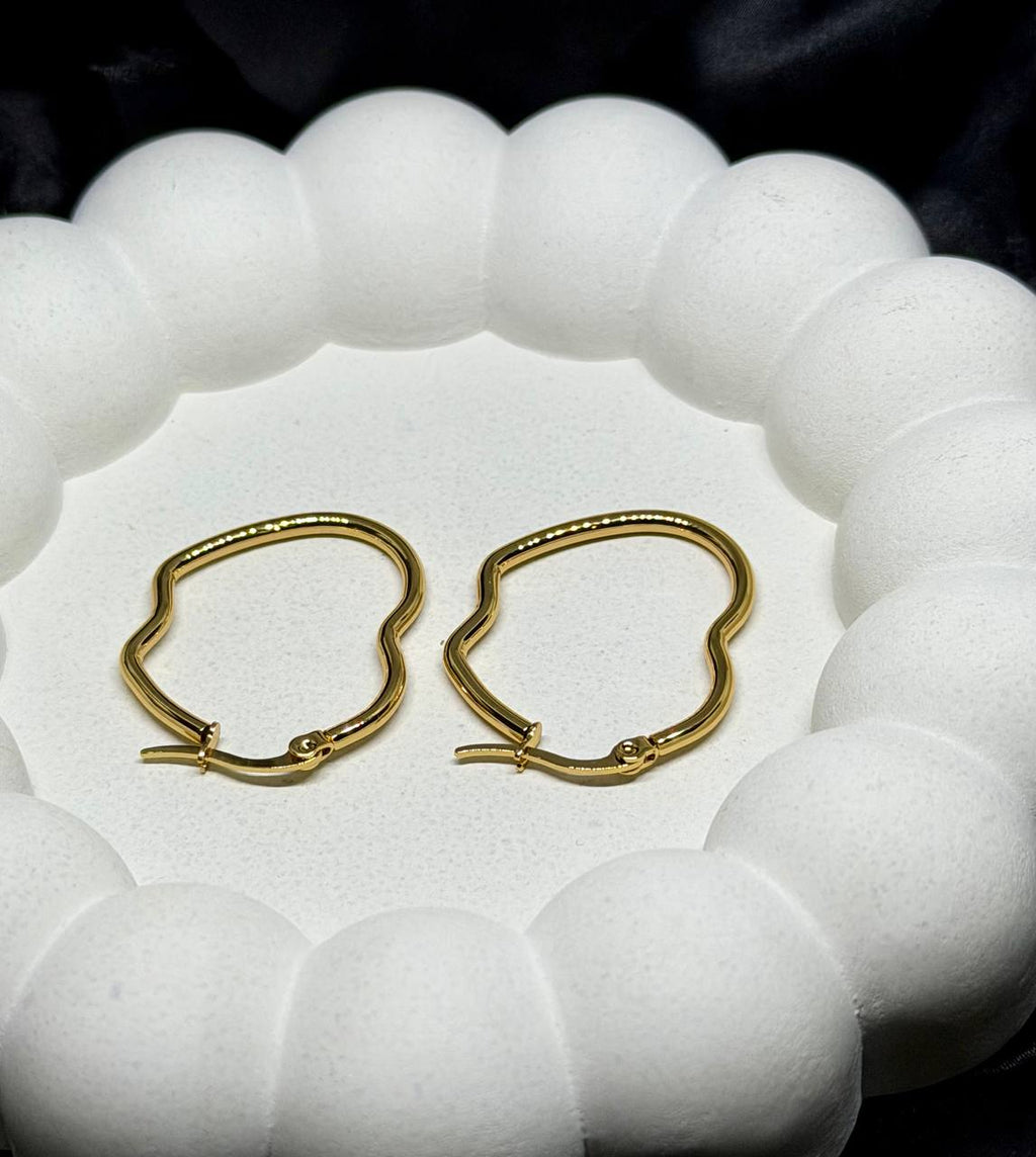 Abstract Wavy Gold Hoops