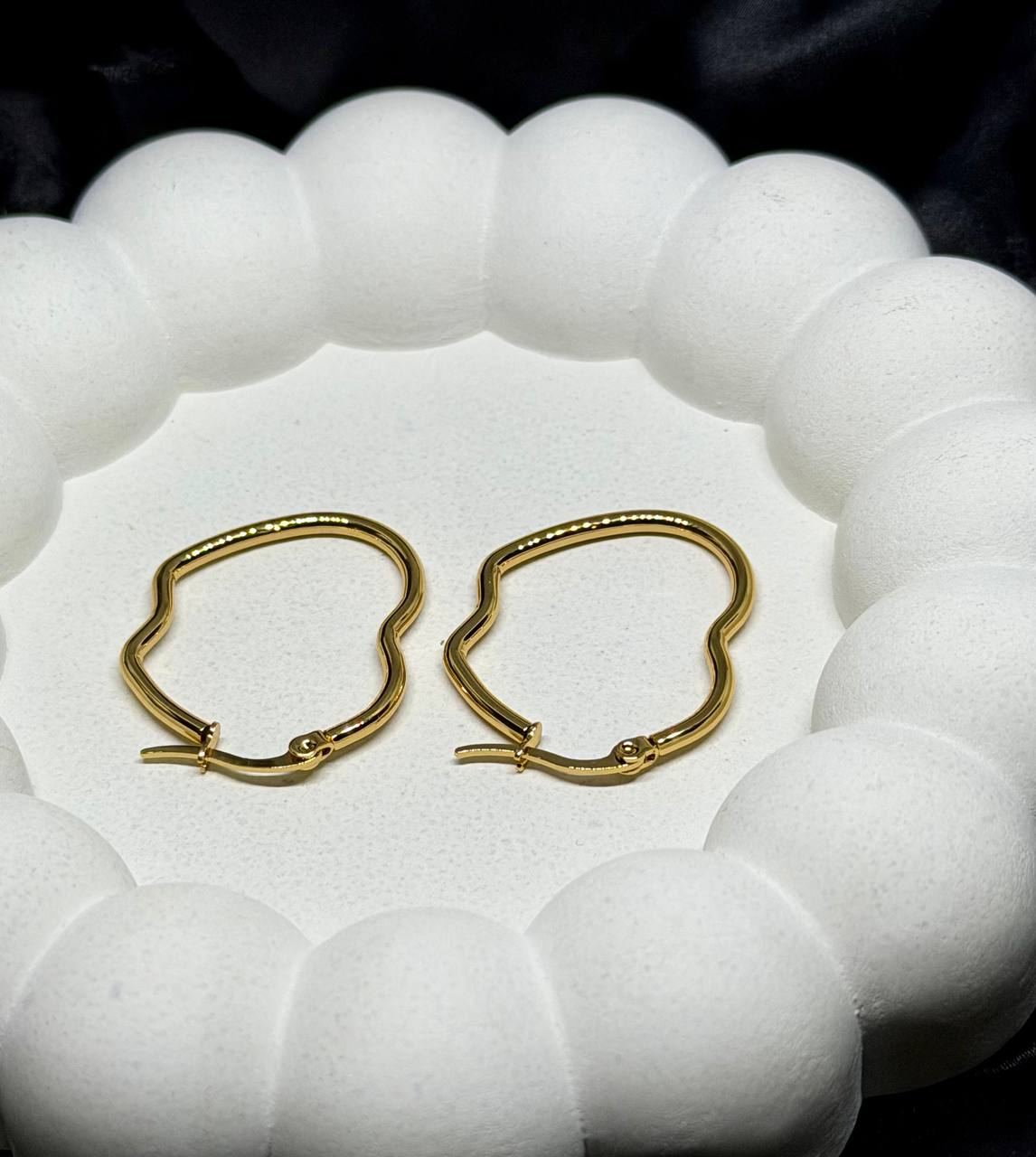 Abstract Wavy Gold Hoops