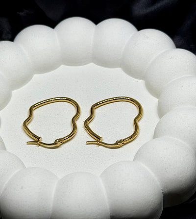Abstract Wavy Gold Hoops