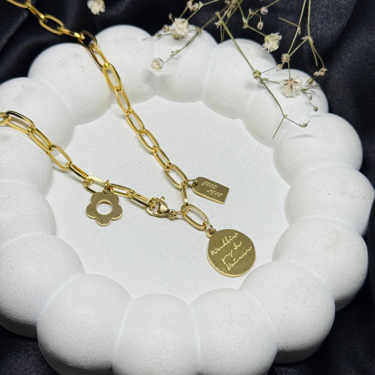 Eternal Script Medallion Link Necklace