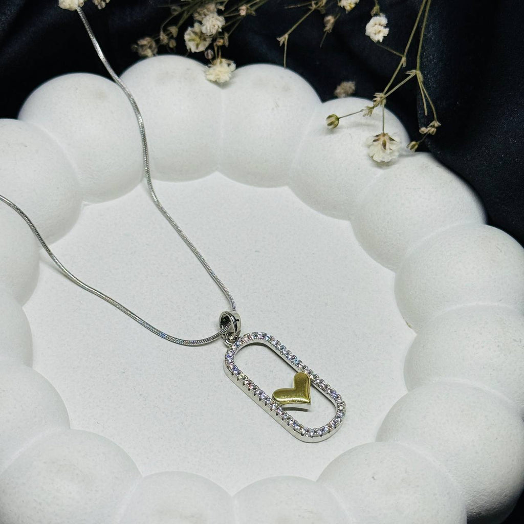 Crystal Lock Heart Pendant Necklace