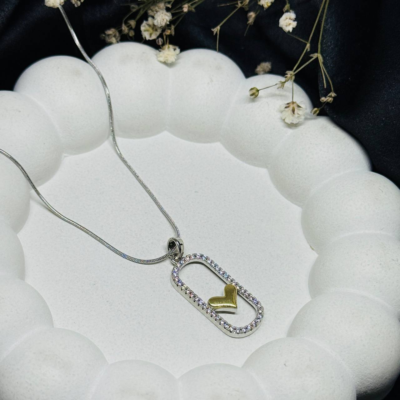 Crystal Lock Heart Pendant Necklace