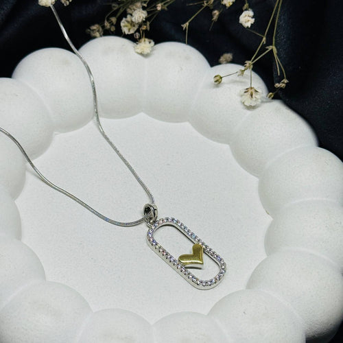 Crystal Lock Heart Pendant Necklace