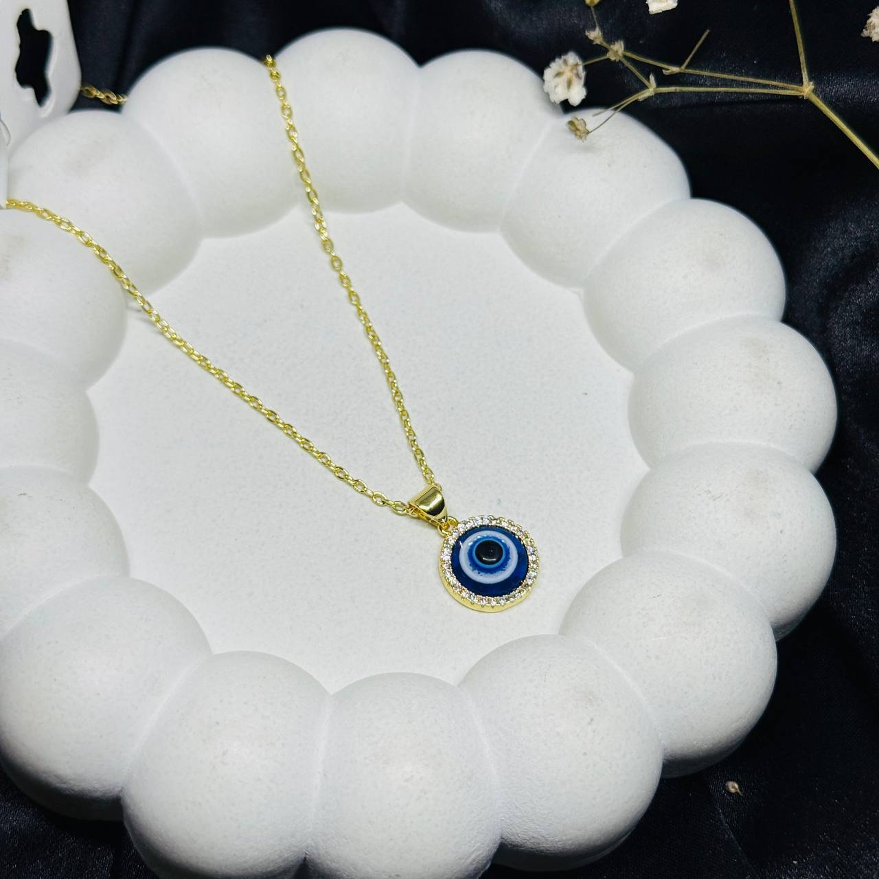 Celeste Azure Evil Eye Halo Necklace