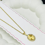 Radiant Sunburst Oval Pendant Necklace